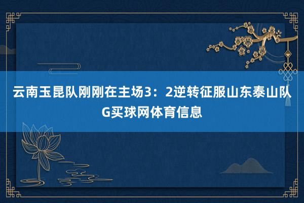 云南玉昆队刚刚在主场3：2逆转征服山东泰山队G买球网体育信息