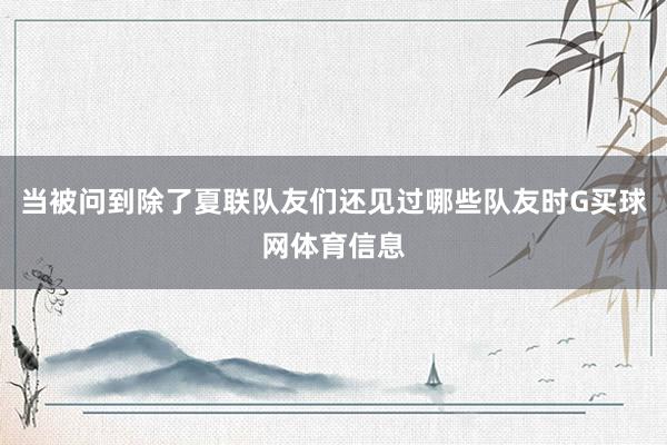 当被问到除了夏联队友们还见过哪些队友时G买球网体育信息