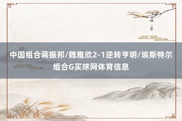 中国组合蒋振邦/魏雅欣2-1逆转亨明/埃斯特尔组合G买球网体育信息