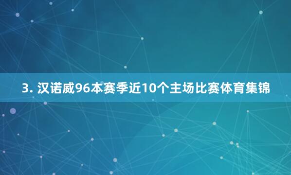 3. 汉诺威96本赛季近10个主场比赛体育集锦