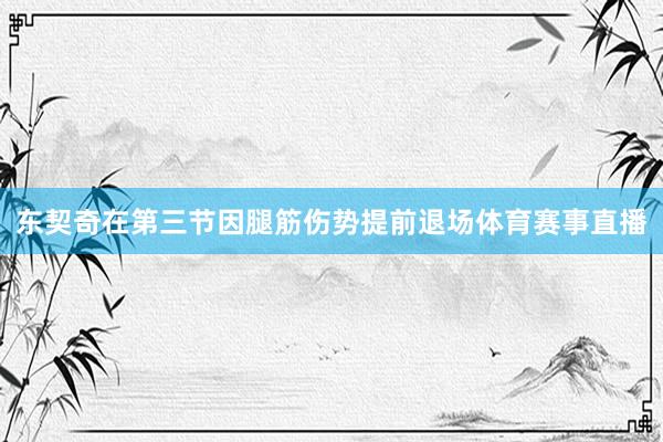 东契奇在第三节因腿筋伤势提前退场体育赛事直播