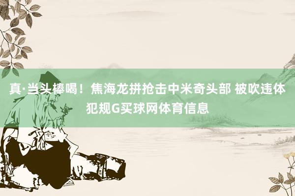 真·当头棒喝！焦海龙拼抢击中米奇头部 被吹违体犯规G买球网体育信息
