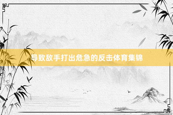 导致敌手打出危急的反击体育集锦